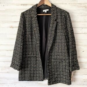 NWT Nanette Lepore Woven Blazer Jacket Black and Gold Medium